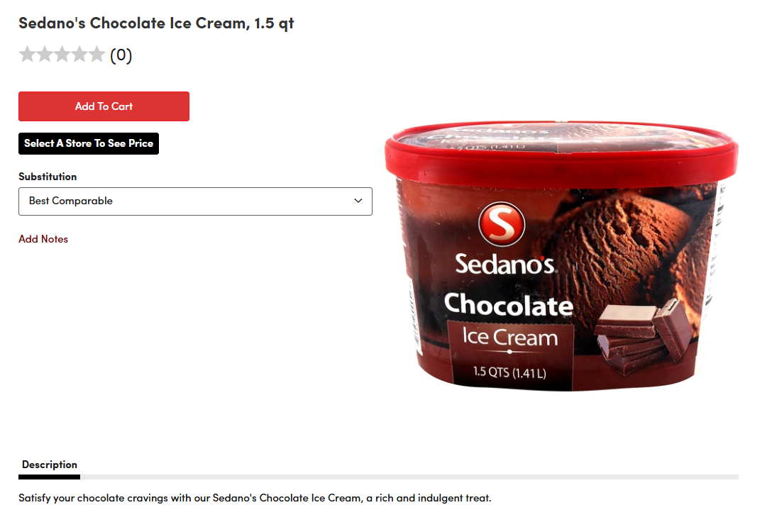 Product detail page