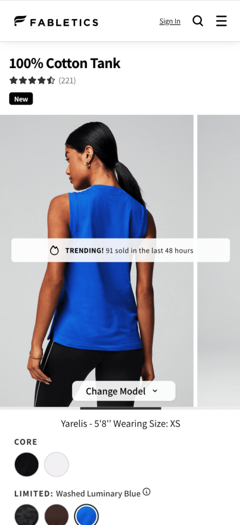 Fabletics 100% cotton tank